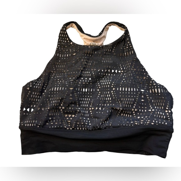 ALO Yoga Black Geometric Sports Bra Size Small Good Condition! - Picture 1 of 3